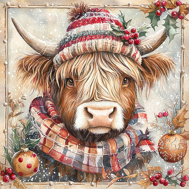 Christmas Highland Cow Sign, DCO-102168, Sign For Wreath, 10x10in Metal Sign